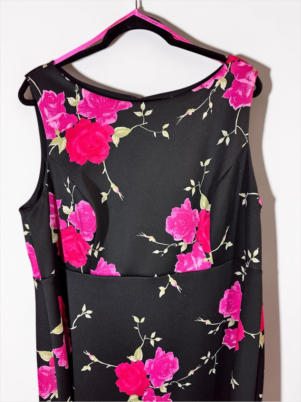 Betsey Johnson Black Pink Floral Rose Sheath Dress Plus Size 18W - Picture 3 of 9
